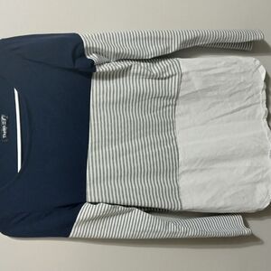 Talbots Navy and White Striped Long Sleeve Top